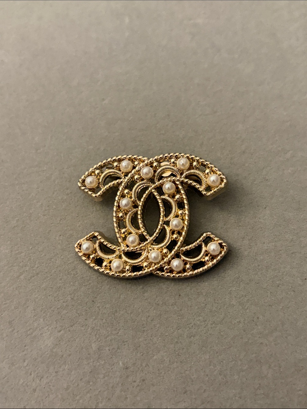 Gold Pearl Brooch